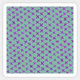 X stitches pattern - purple and green Sticker